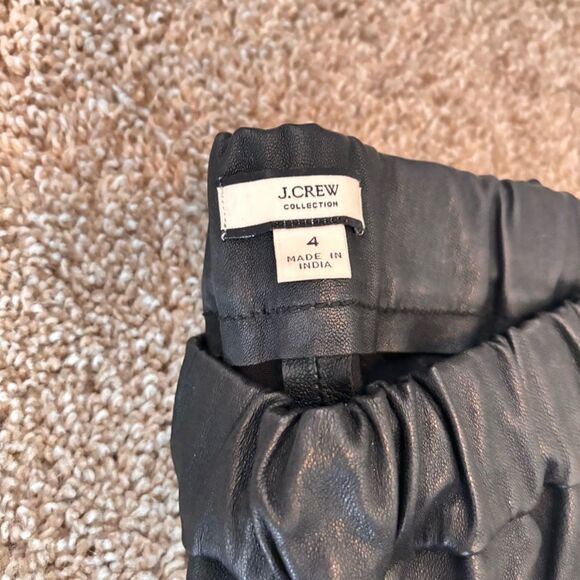 J CREW COLLECTION Black lamb leather stretch leggings sz 4 - Picture 4 of 6